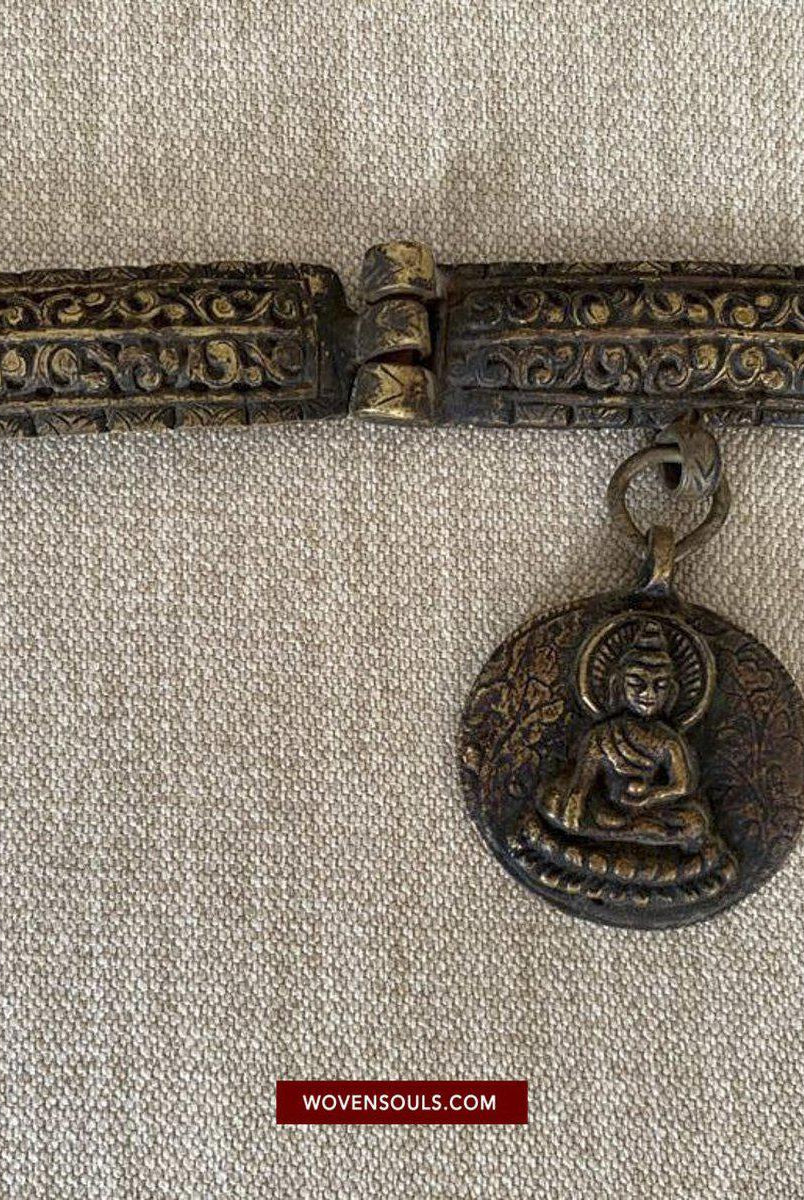 1498 Antique Tibetan Ornamented Belt-WOVENSOULS-Antique-Vintage-Textiles-Art-Decor