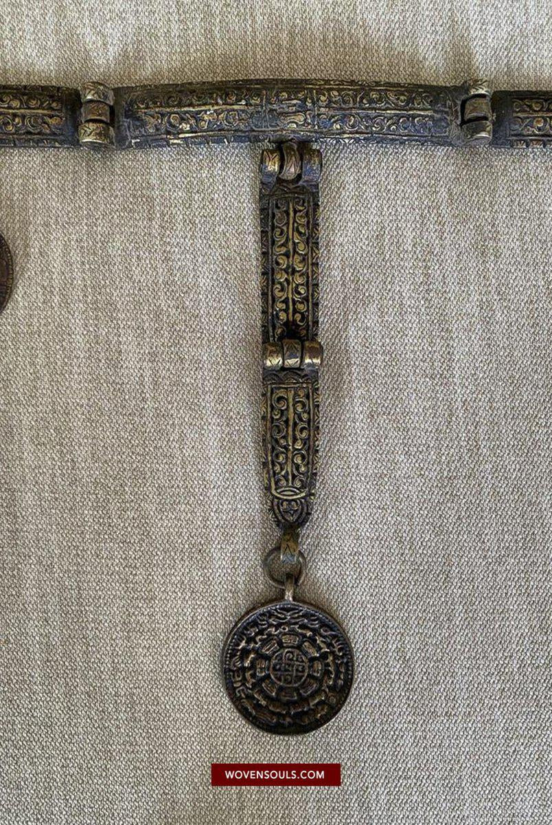 1498 Antique Tibetan Ornamented Belt-WOVENSOULS-Antique-Vintage-Textiles-Art-Decor