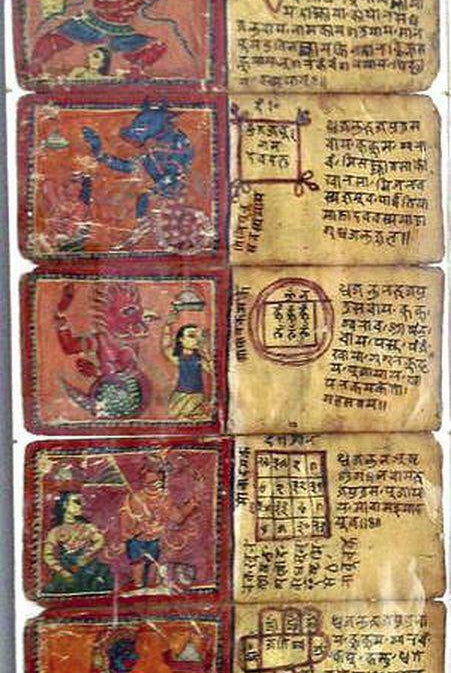 1500 Ancient Nepal Manuscript Scroll with Paintings - Protective Mantras fro Children-WOVENSOULS-Antique-Vintage-Textiles-Art-Decor