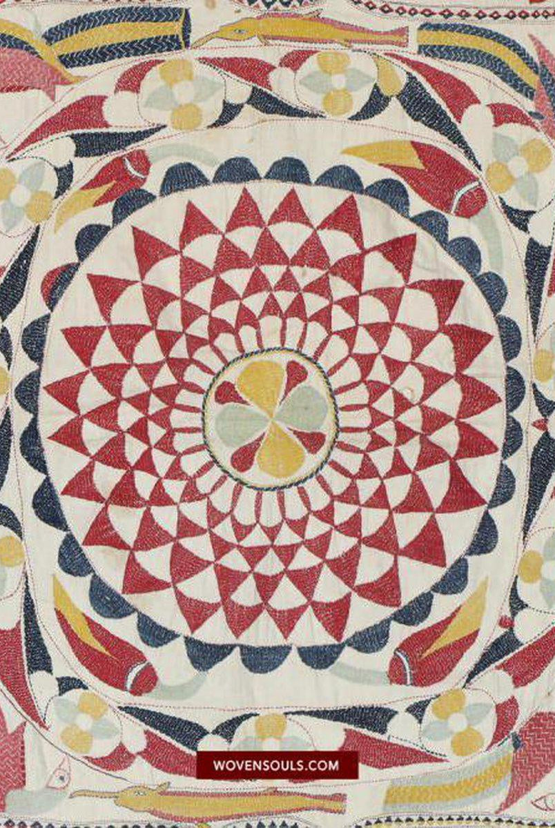 1502 Ancienne broderie figurative Nakshi Kantha-WOVENSOULS-Antique-Vintage-Textiles-Art-Décor