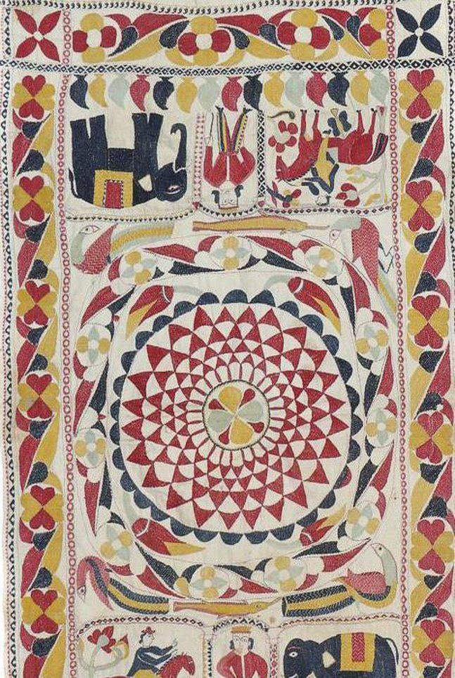 1502 Ancienne broderie figurative Nakshi Kantha-WOVENSOULS-Antique-Vintage-Textiles-Art-Décor