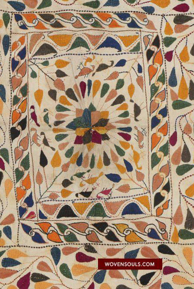 1503 Old Kantha Embroidery-WOVENSOULS-Antique-Vintage-Textiles-Art-Decor