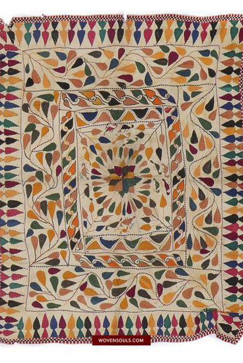 1503 Old Kantha Embroidery-WOVENSOULS-Antique-Vintage-Textiles-Art-Decor