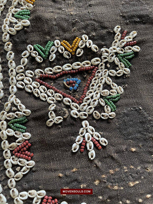 1507 Superb Old Sumba Ceremonial Weaving with Shells & Beads Lau Wuti Kau - Rare Stylised Motif-WOVENSOULS-Antique-Vintage-Textiles-Art-Decor