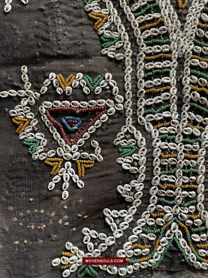 1507 Superb Old Sumba Ceremonial Weaving with Shells & Beads Lau Wuti Kau - Rare Stylised Motif-WOVENSOULS-Antique-Vintage-Textiles-Art-Decor