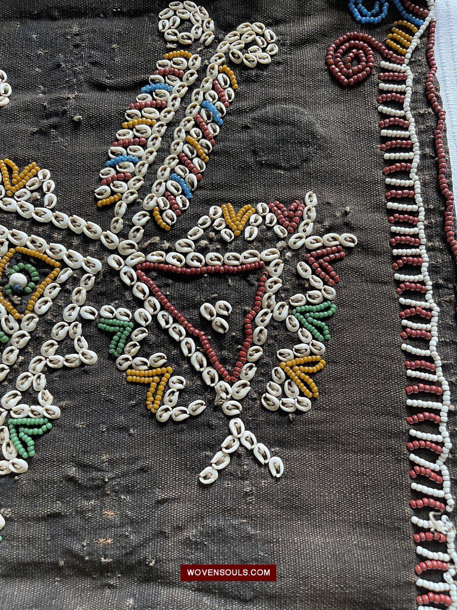 1507 Superb Old Sumba Ceremonial Weaving with Shells & Beads Lau Wuti Kau - Rare Stylised Motif-WOVENSOULS-Antique-Vintage-Textiles-Art-Decor