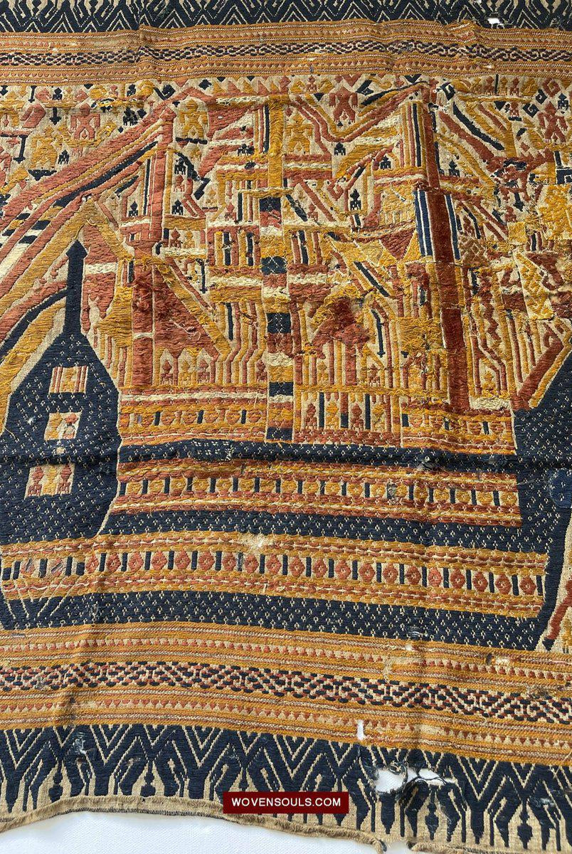 1508 Antique Tampan Ship Cloth with Gorgeous Colors and superb Story-WOVENSOULS-Antique-Vintage-Textiles-Art-Decor