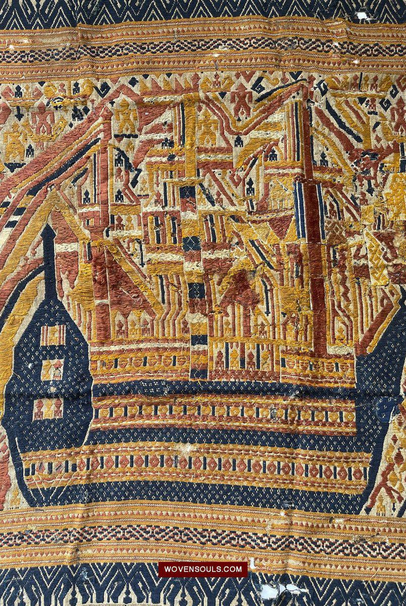 1508 Antique Tampan Ship Cloth with Gorgeous Colors and superb Story-WOVENSOULS-Antique-Vintage-Textiles-Art-Decor