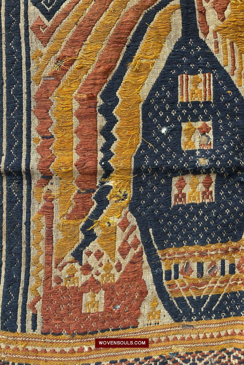 1508 Antique Tampan Ship Cloth with Gorgeous Colors and superb Story-WOVENSOULS-Antique-Vintage-Textiles-Art-Decor