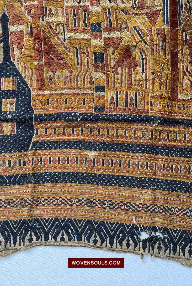 1508 Antique Tampan Ship Cloth with Gorgeous Colors and superb Story-WOVENSOULS-Antique-Vintage-Textiles-Art-Decor