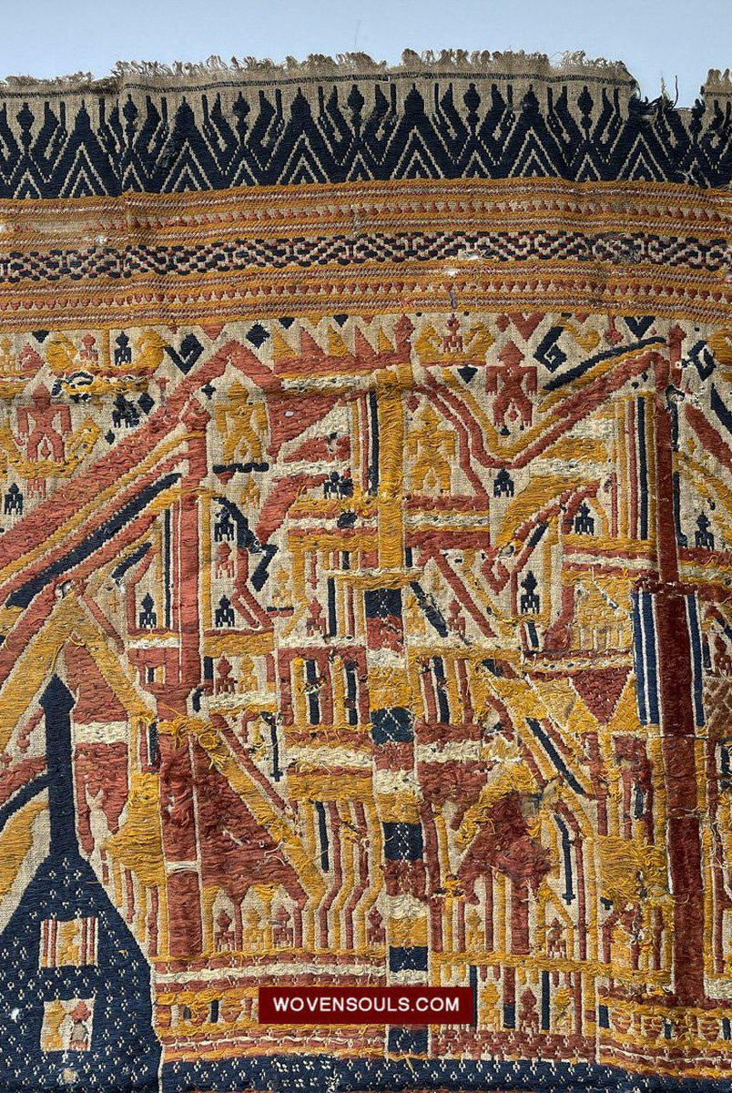 1508 Antique Tampan Ship Cloth with Gorgeous Colors and superb Story-WOVENSOULS-Antique-Vintage-Textiles-Art-Decor