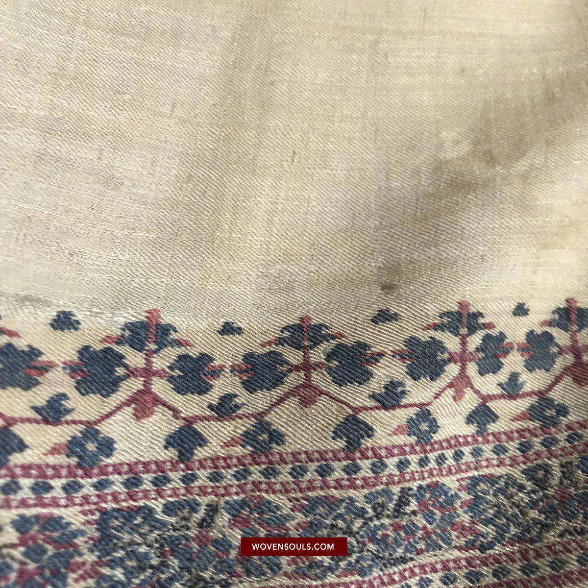 1510 Superfine Antique Kashmir Dochalla Long Shawl-WOVENSOULS-Antique-Vintage-Textiles-Art-Decor