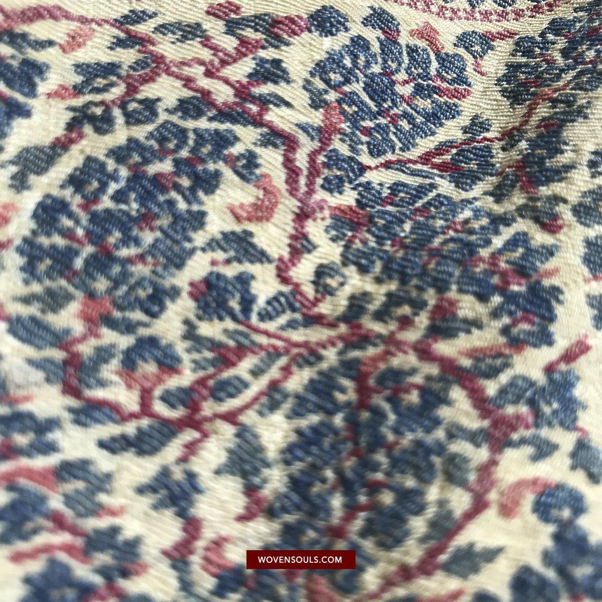1510 Superfine Antique Kashmir Dochalla Long Shawl-WOVENSOULS-Antique-Vintage-Textiles-Art-Decor