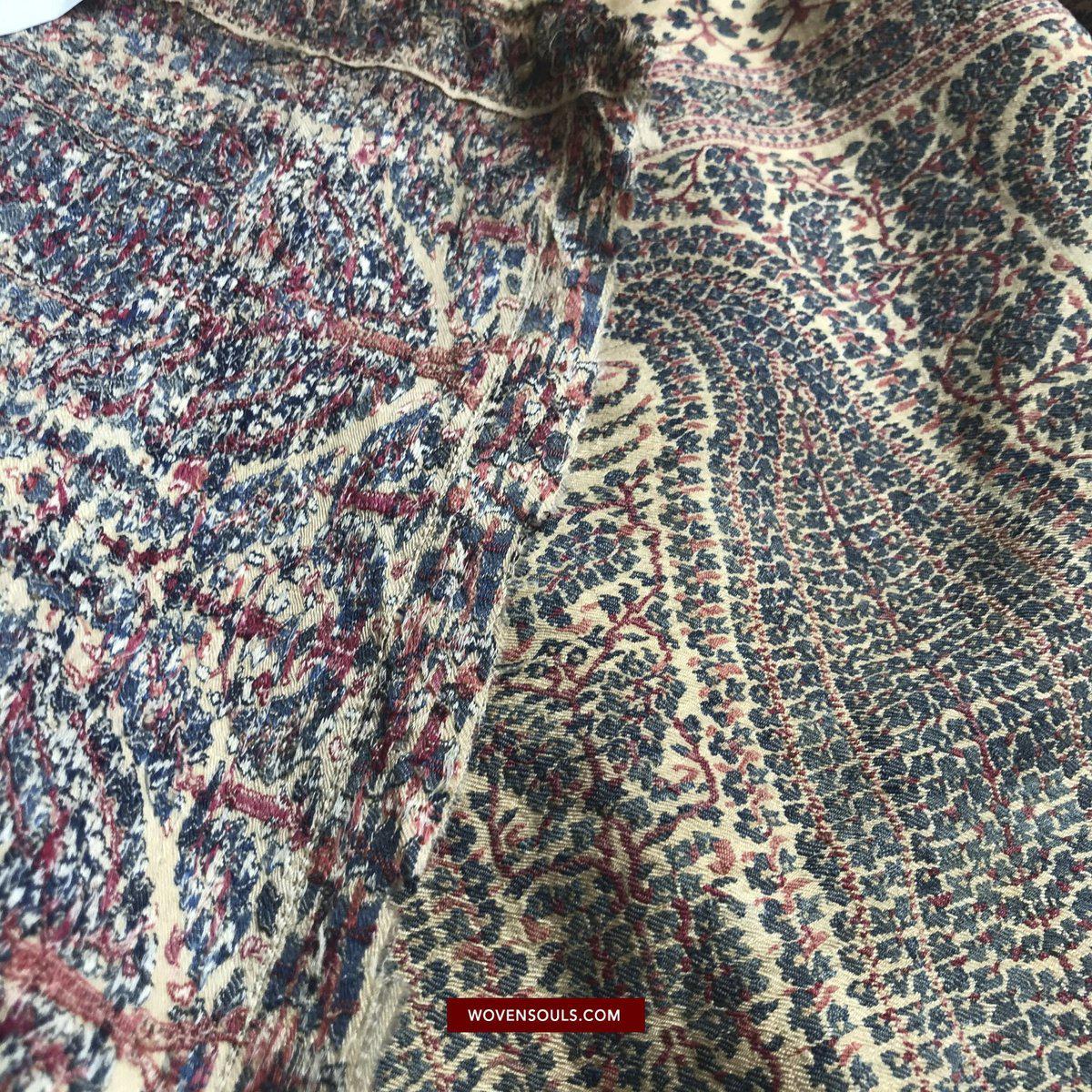 1510 Superfine Antique Kashmir Dochalla Long Shawl-WOVENSOULS-Antique-Vintage-Textiles-Art-Decor