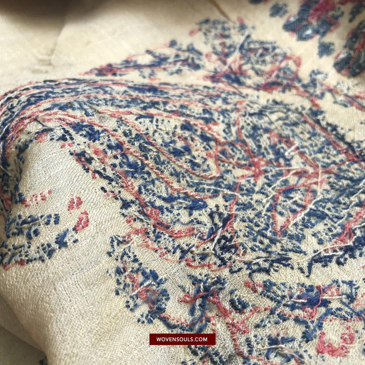 1510 Superfine Antique Kashmir Dochalla Long Shawl-WOVENSOULS-Antique-Vintage-Textiles-Art-Decor