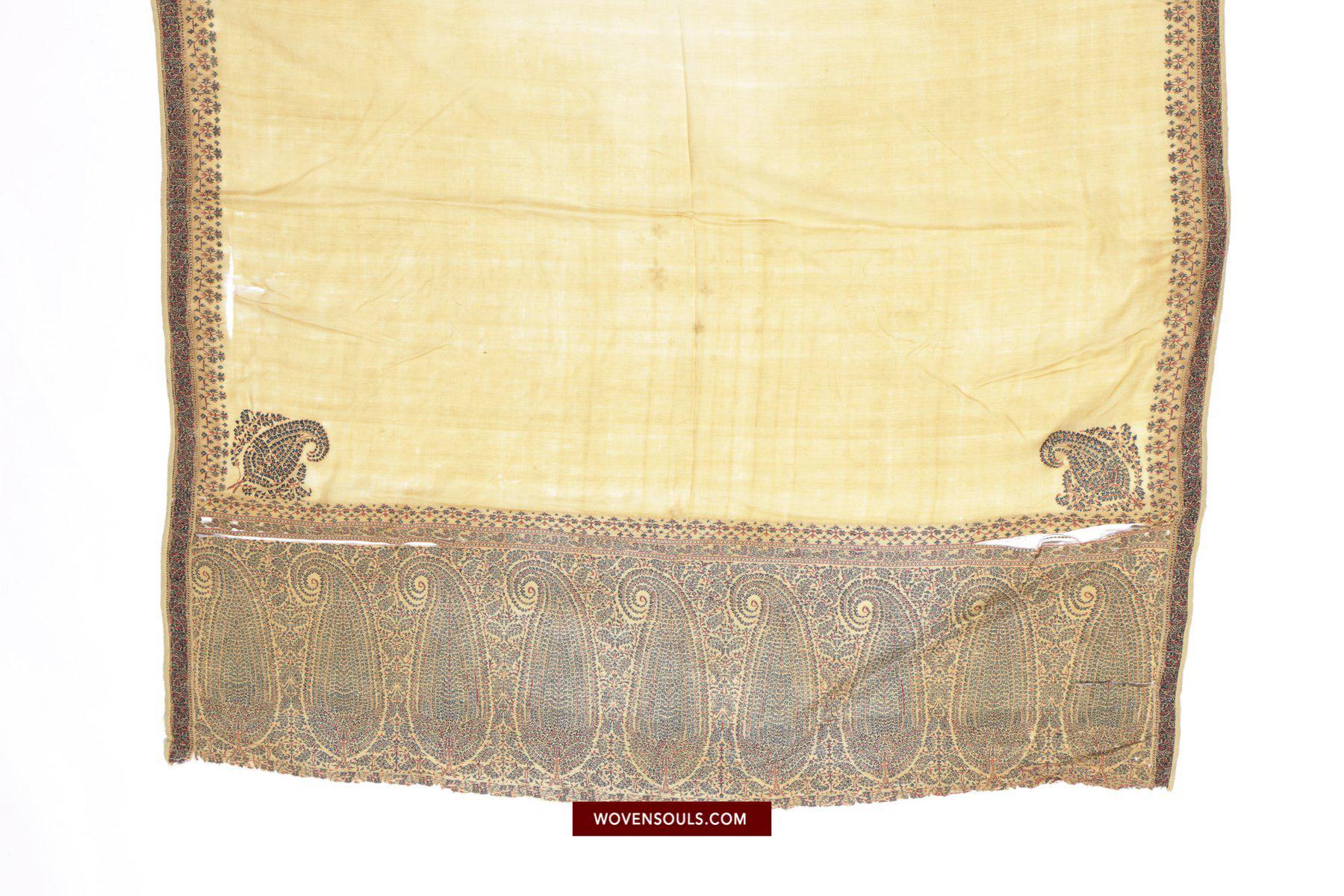 1510 Superfine Antique Kashmir Dochalla Long Shawl-WOVENSOULS-Antique-Vintage-Textiles-Art-Decor