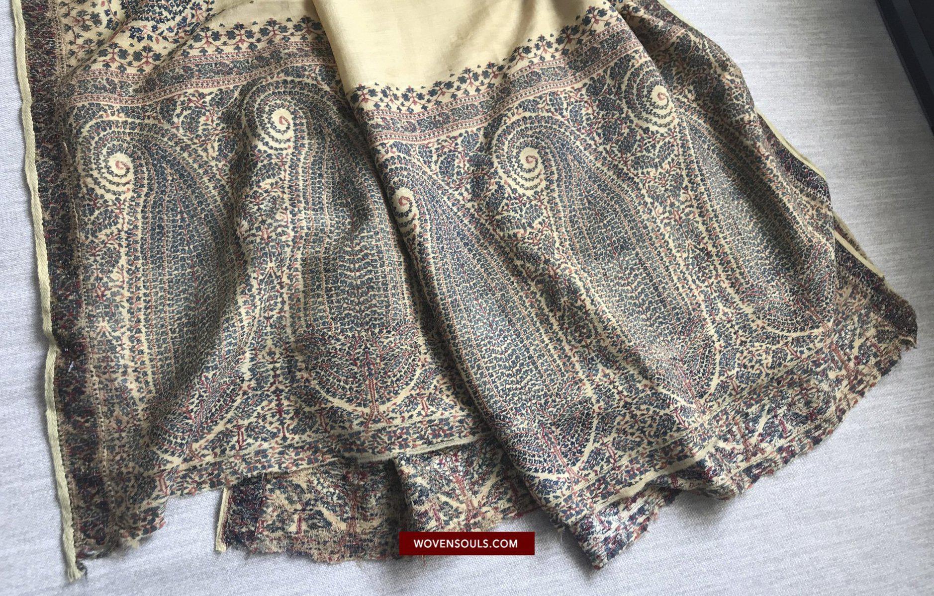 1510 Superfine Antique Kashmir Dochalla Long Shawl-WOVENSOULS-Antique-Vintage-Textiles-Art-Decor