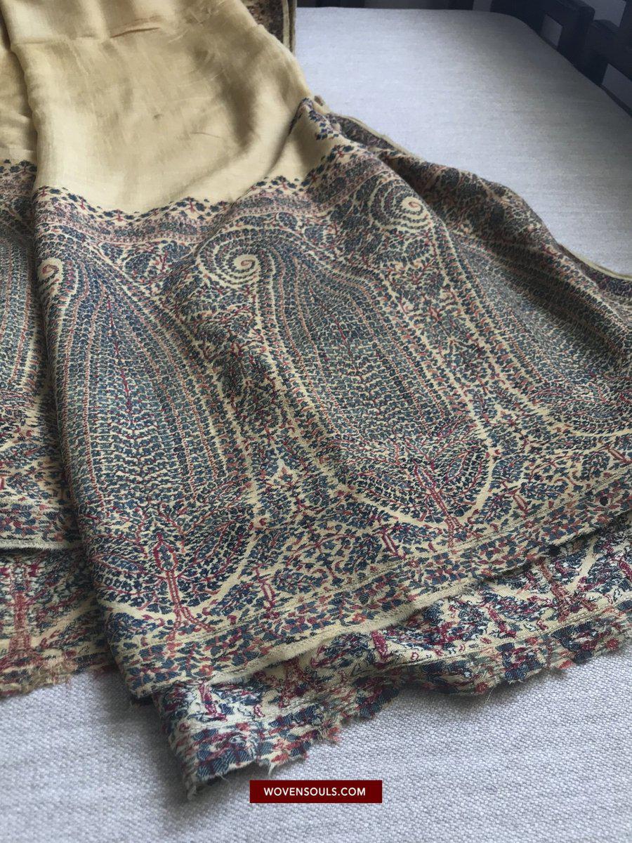 1510 Superfine Antique Kashmir Dochalla Long Shawl-WOVENSOULS-Antique-Vintage-Textiles-Art-Decor