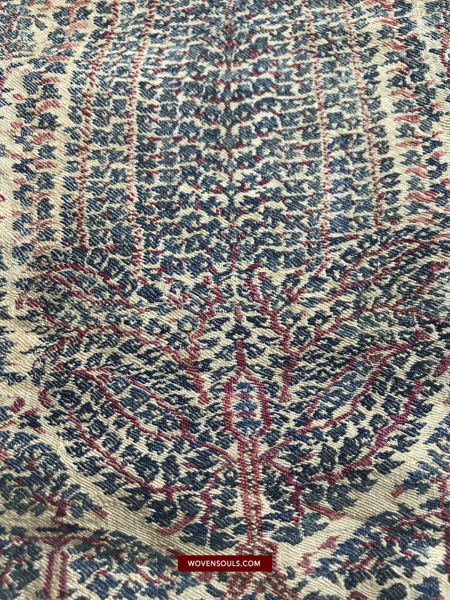 1510 Superfine Antique Kashmir Dochalla Long Shawl-WOVENSOULS-Antique-Vintage-Textiles-Art-Decor