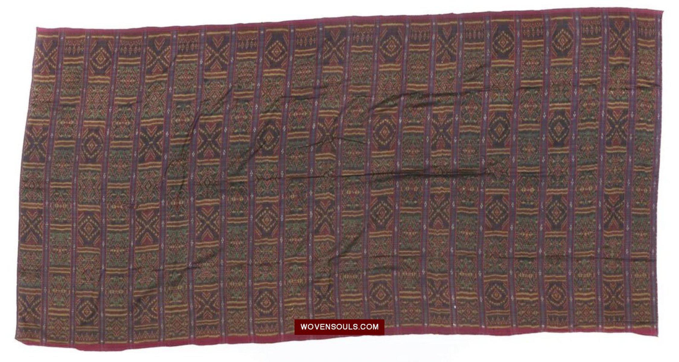 1511 Antique Cambodian Khmer Ikat Silk Sampot w Eight Motifs!-WOVENSOULS-Antique-Vintage-Textiles-Art-Decor