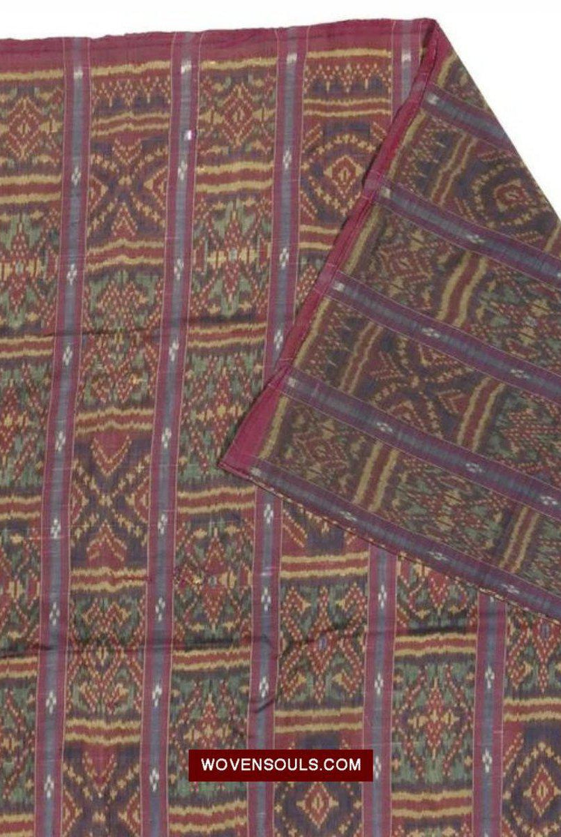 1511 Antiker kambodschanischer Khmer-Ikat-Seidensampot mit acht Motiven!-WOVENSOULS-Antike-Vintage-Textilien-Kunst-Dekor
