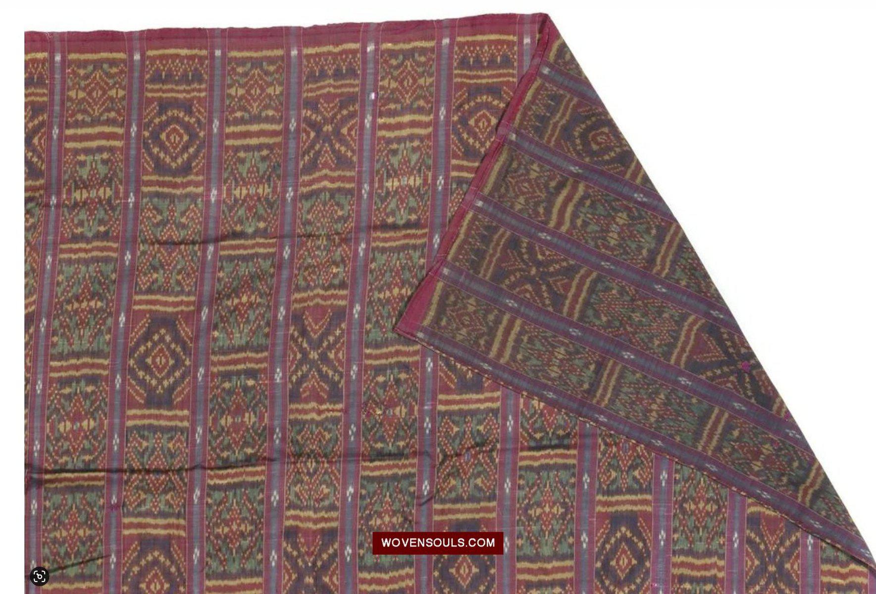 1511 Antique Cambodian Khmer Ikat Silk Sampot w Eight Motifs!-WOVENSOULS-Antique-Vintage-Textiles-Art-Decor