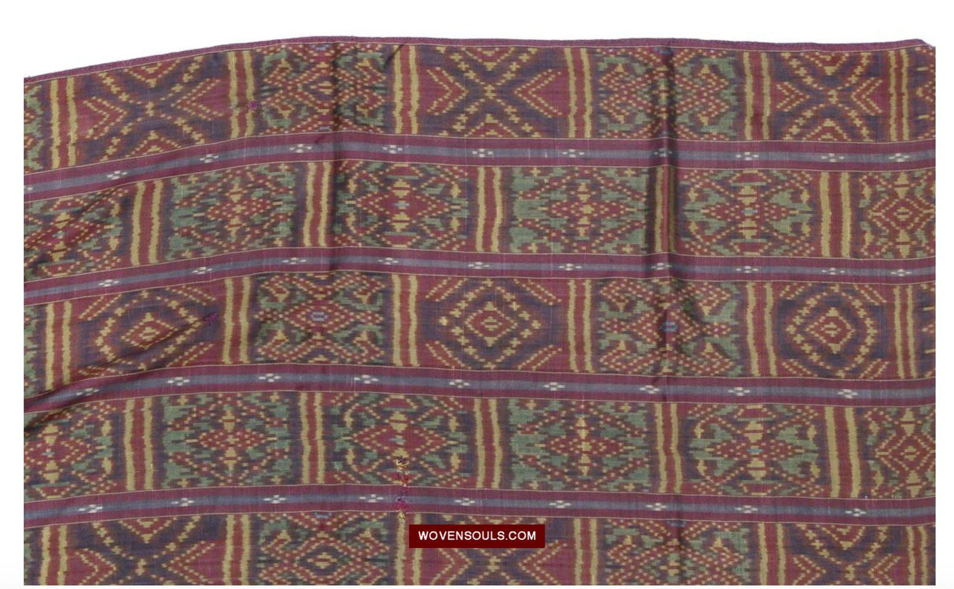 1511 Antique Cambodian Khmer Ikat Silk Sampot w Eight Motifs!-WOVENSOULS-Antique-Vintage-Textiles-Art-Decor