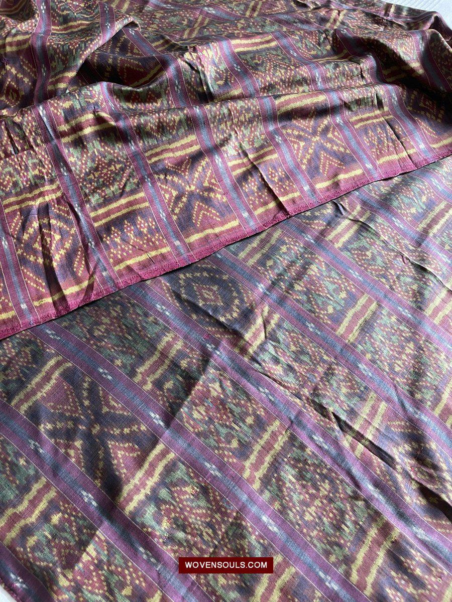 1511 Antique Cambodian Khmer Ikat Silk Sampot w Eight Motifs!-WOVENSOULS-Antique-Vintage-Textiles-Art-Decor
