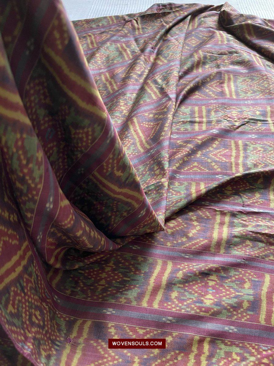 1511 Antique Cambodian Khmer Ikat Silk Sampot w Eight Motifs!-WOVENSOULS-Antique-Vintage-Textiles-Art-Decor
