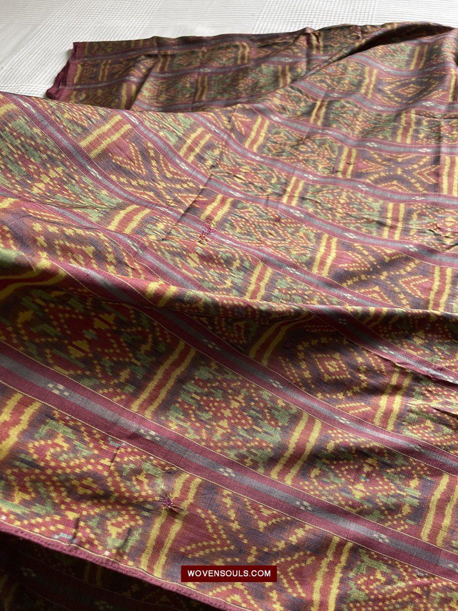 1511 Antique Cambodian Khmer Ikat Silk Sampot w Eight Motifs!-WOVENSOULS-Antique-Vintage-Textiles-Art-Decor