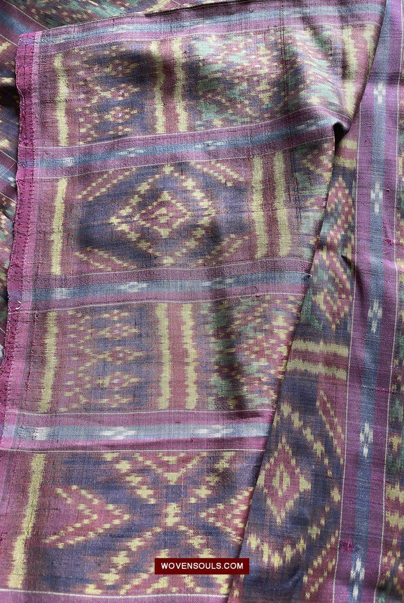 1511 Antiker kambodschanischer Khmer-Ikat-Seidensampot mit acht Motiven!-WOVENSOULS-Antike-Vintage-Textilien-Kunst-Dekor