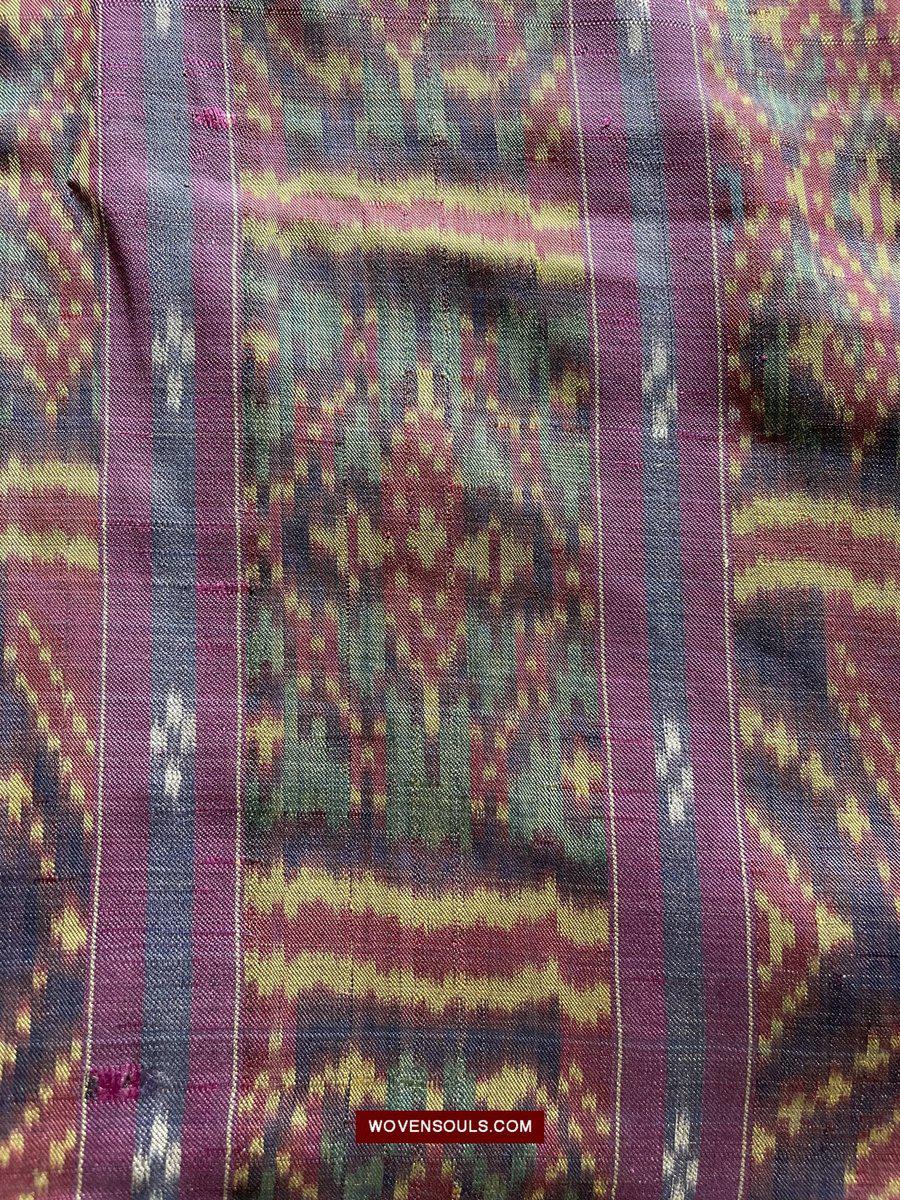 1511 Antique Cambodian Khmer Ikat Silk Sampot w Eight Motifs!-WOVENSOULS-Antique-Vintage-Textiles-Art-Decor