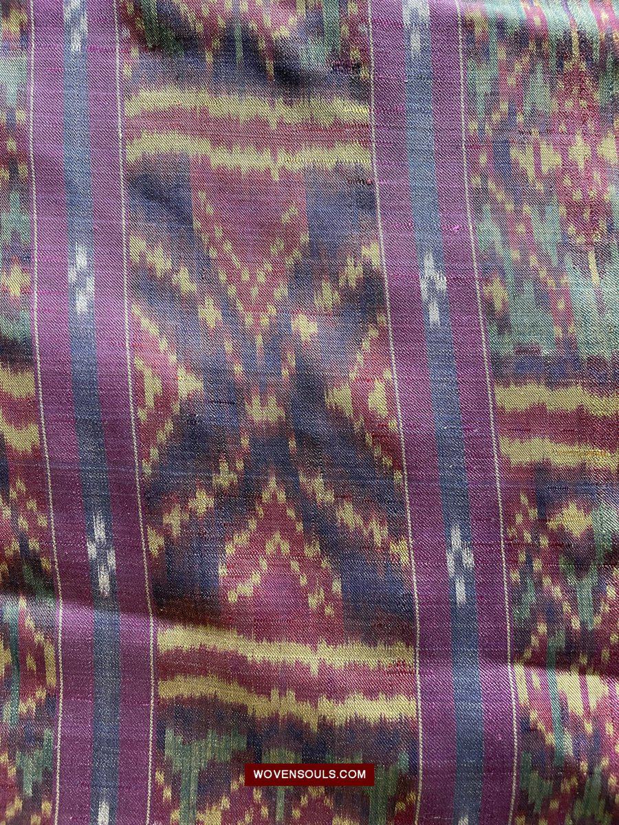 1511 Antique Cambodian Khmer Ikat Silk Sampot w Eight Motifs!-WOVENSOULS-Antique-Vintage-Textiles-Art-Decor