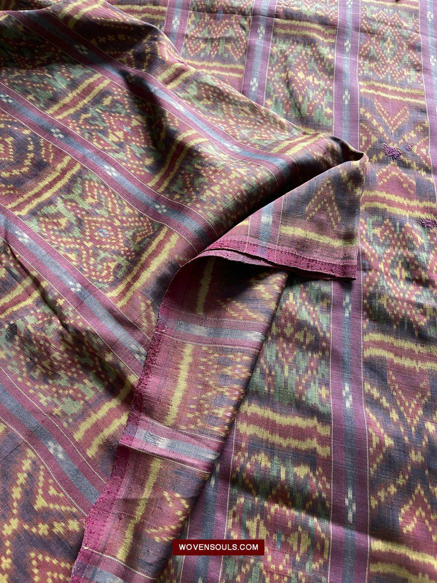 1511 Antique Cambodian Khmer Ikat Silk Sampot w Eight Motifs!-WOVENSOULS-Antique-Vintage-Textiles-Art-Decor