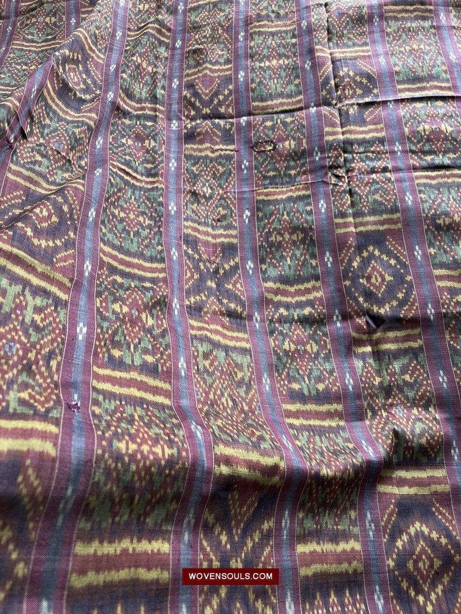1511 Antique Cambodian Khmer Ikat Silk Sampot w Eight Motifs!-WOVENSOULS-Antique-Vintage-Textiles-Art-Decor