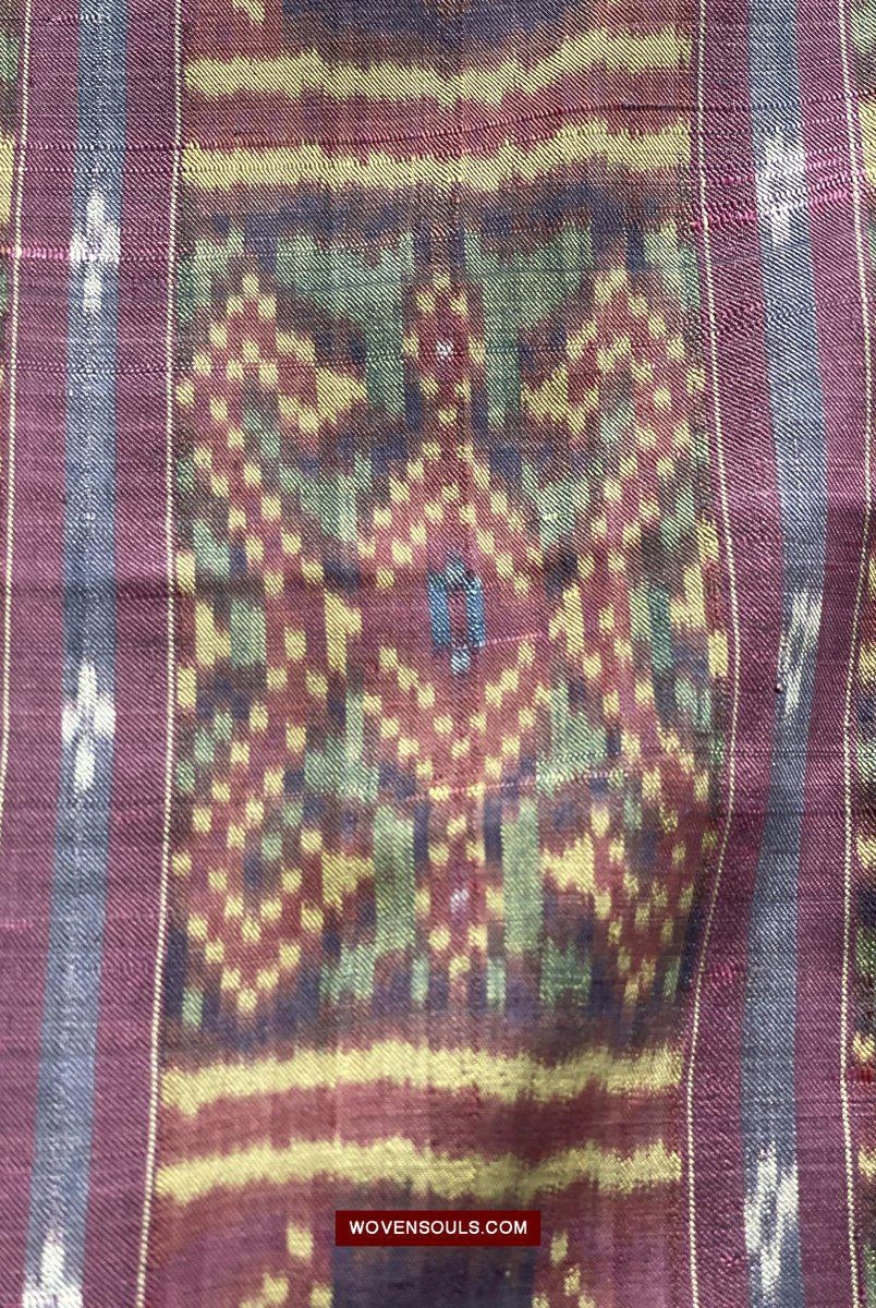 1511 Antique Cambodian Khmer Ikat Silk Sampot w Eight Motifs!-WOVENSOULS-Antique-Vintage-Textiles-Art-Decor