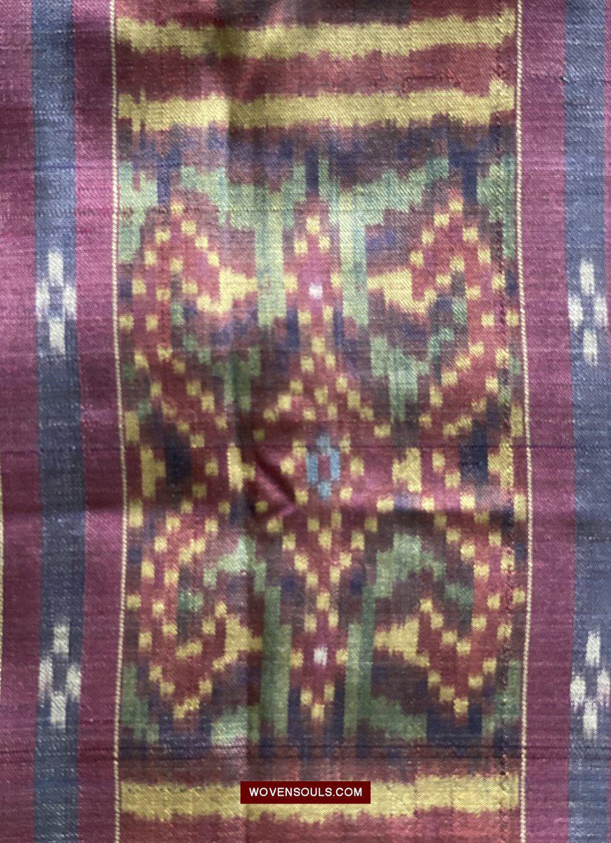 1511 Antique Cambodian Khmer Ikat Silk Sampot w Eight Motifs!-WOVENSOULS-Antique-Vintage-Textiles-Art-Decor