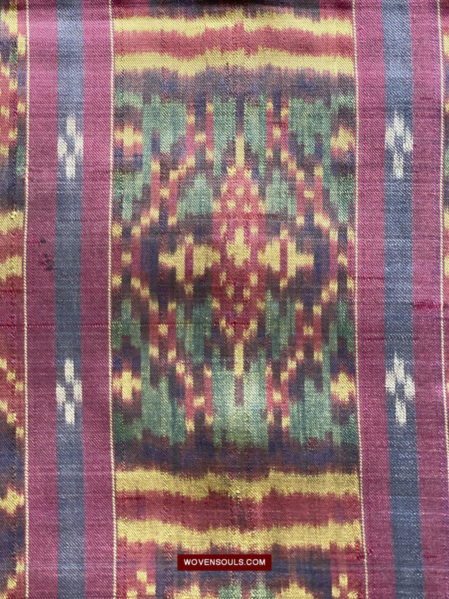 1511 Antique Cambodian Khmer Ikat Silk Sampot w Eight Motifs!-WOVENSOULS-Antique-Vintage-Textiles-Art-Decor