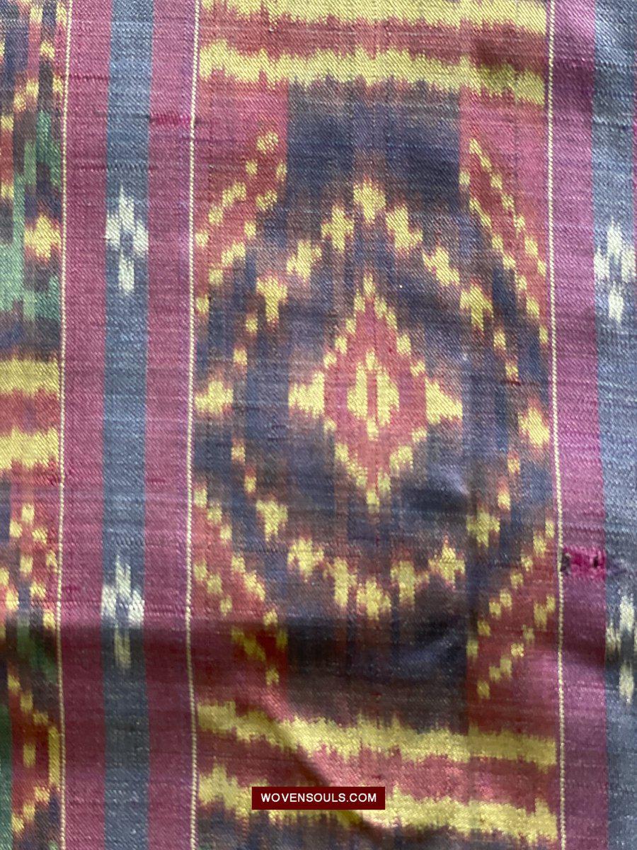 1511 Antique Cambodian Khmer Ikat Silk Sampot w Eight Motifs!-WOVENSOULS-Antique-Vintage-Textiles-Art-Decor