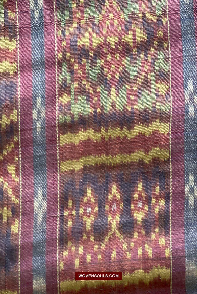 1511 Antiker kambodschanischer Khmer-Ikat-Seidensampot mit acht Motiven!-WOVENSOULS-Antike-Vintage-Textilien-Kunst-Dekor