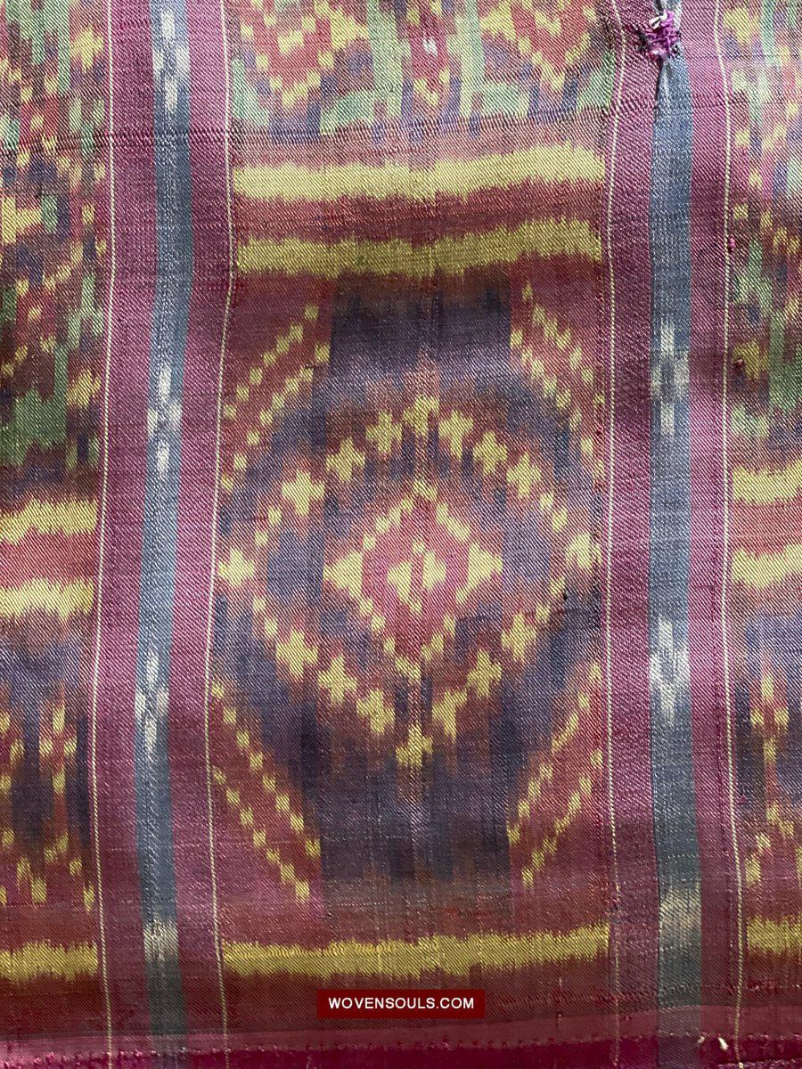 1511 Antique Cambodian Khmer Ikat Silk Sampot w Eight Motifs!-WOVENSOULS-Antique-Vintage-Textiles-Art-Decor