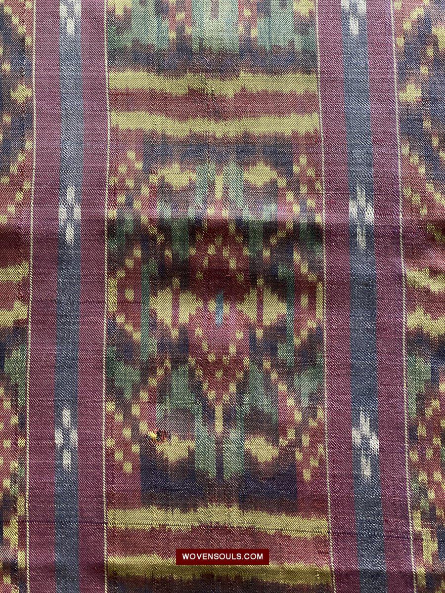 1511 Antique Cambodian Khmer Ikat Silk Sampot w Eight Motifs!-WOVENSOULS-Antique-Vintage-Textiles-Art-Decor