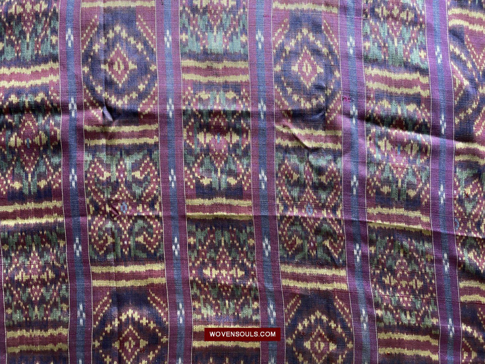 1511 Antique Cambodian Khmer Ikat Silk Sampot w Eight Motifs!-WOVENSOULS-Antique-Vintage-Textiles-Art-Decor