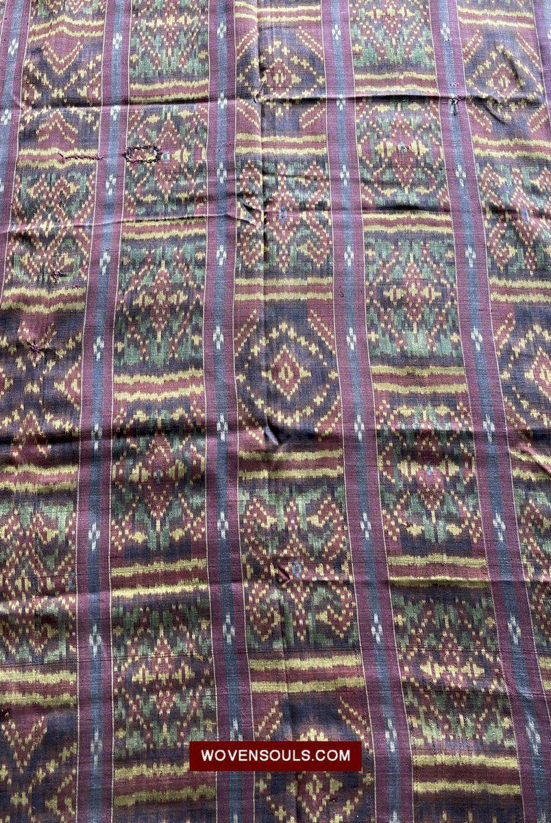 1511 Antiker kambodschanischer Khmer-Ikat-Seidensampot mit acht Motiven!-WOVENSOULS-Antike-Vintage-Textilien-Kunst-Dekor