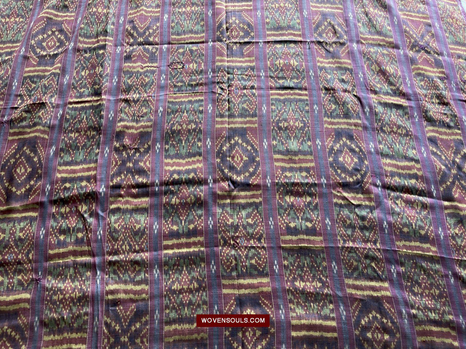 1511 Antique Cambodian Khmer Ikat Silk Sampot w Eight Motifs!-WOVENSOULS-Antique-Vintage-Textiles-Art-Decor