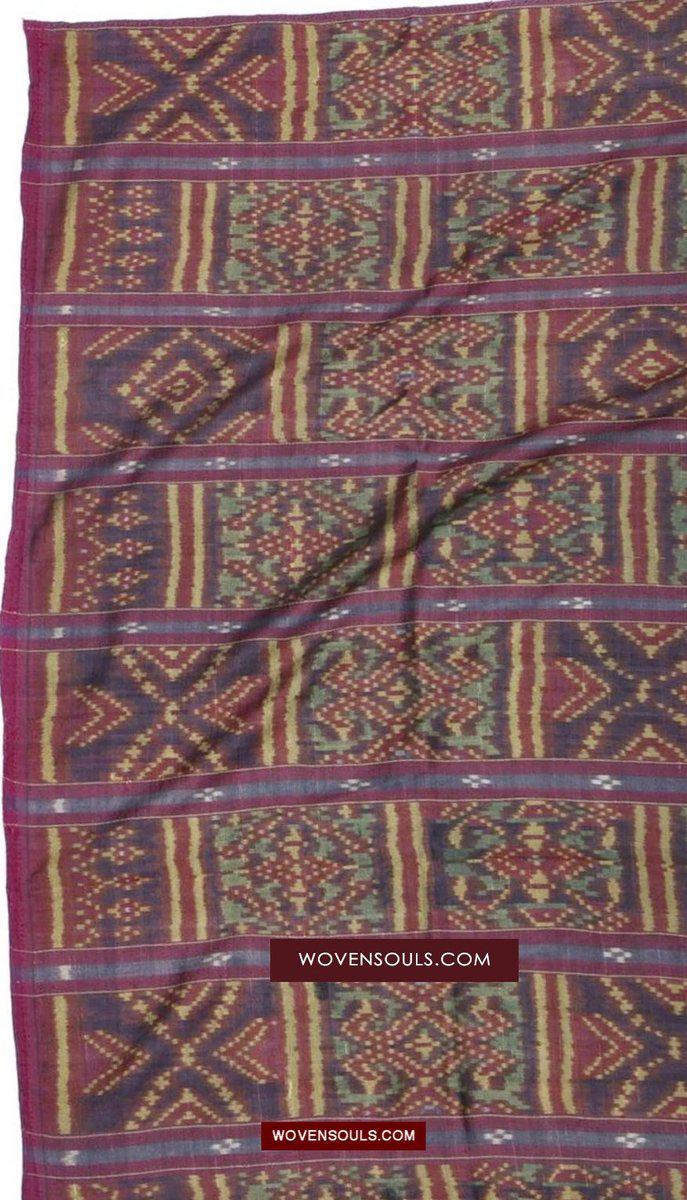 1511 Antique Cambodian Khmer Ikat Silk Sampot w Eight Motifs!-WOVENSOULS-Antique-Vintage-Textiles-Art-Decor