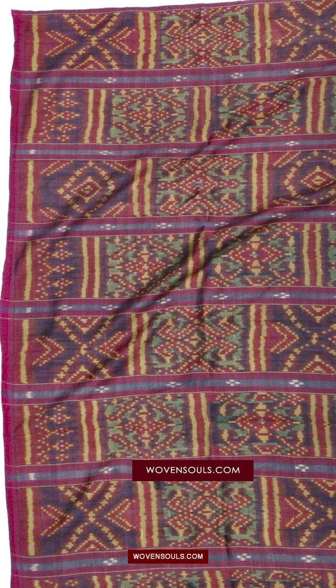 1511 Antique Cambodian Khmer Ikat Silk Sampot w Eight Motifs!-WOVENSOULS-Antique-Vintage-Textiles-Art-Decor