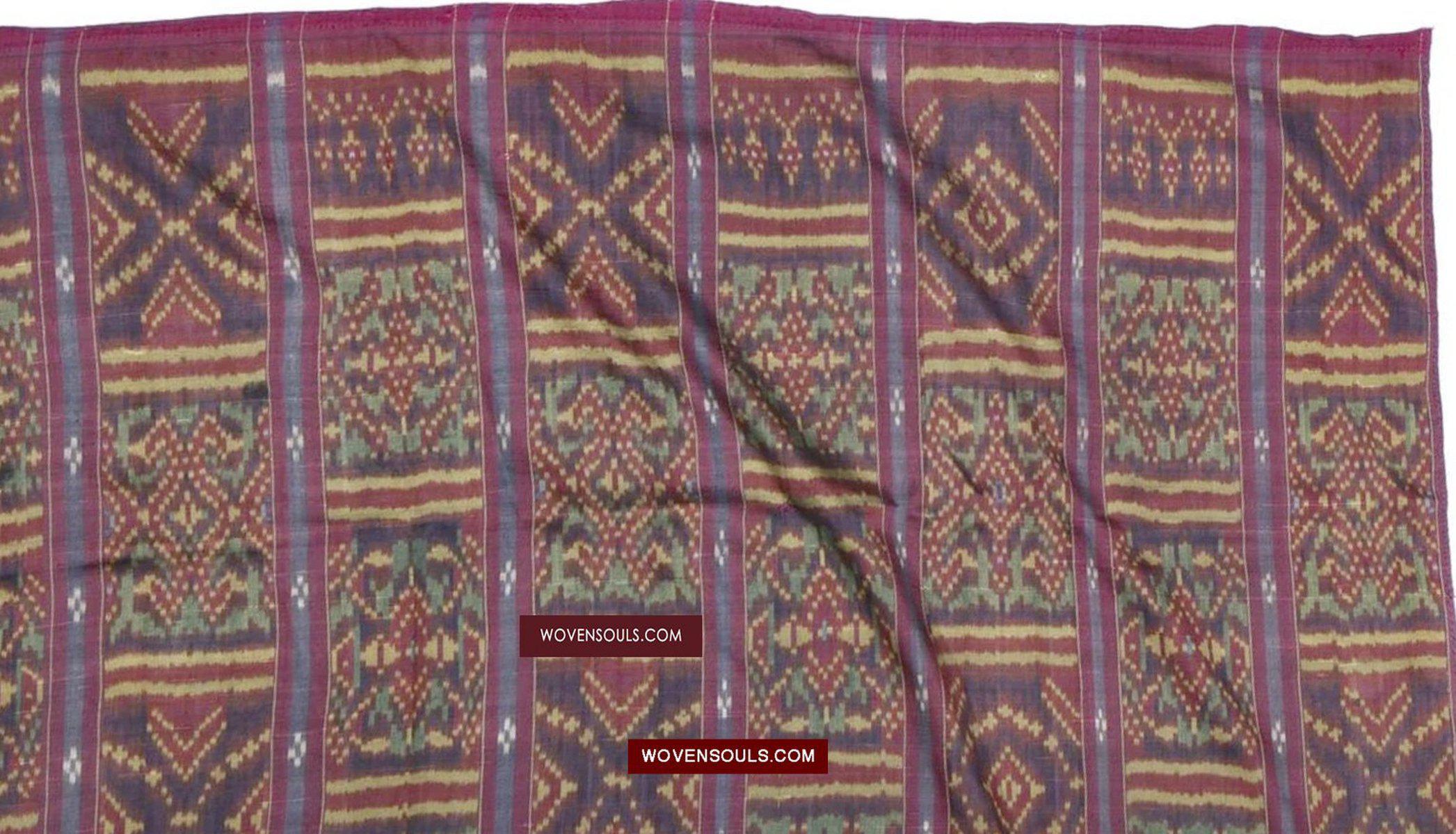 1511 Antique Cambodian Khmer Ikat Silk Sampot w Eight Motifs!-WOVENSOULS-Antique-Vintage-Textiles-Art-Decor