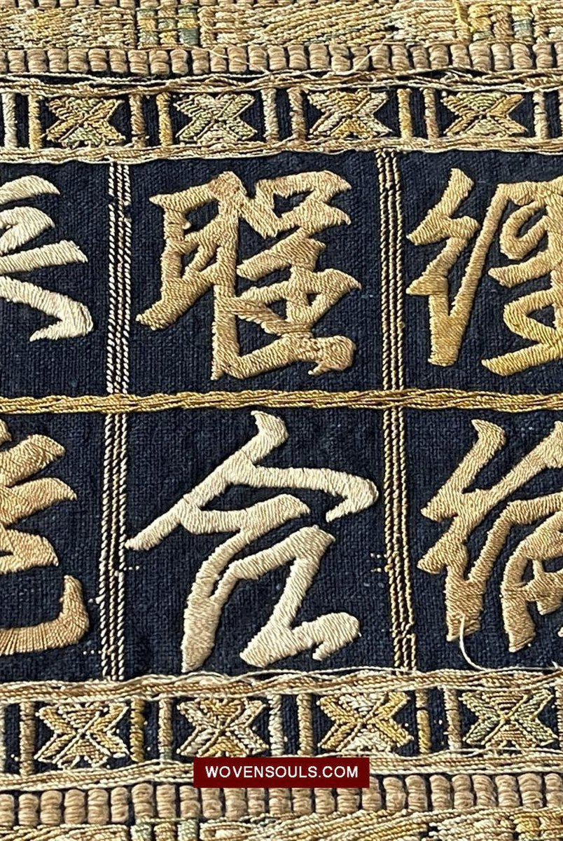 1512 Old Chinese Hainan Meifu Li Ethnic Minority Head wrap turban w Inscription-WOVENSOULS-Antique-Vintage-Textiles-Art-Decor