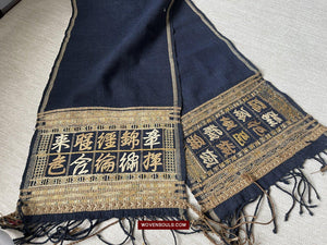 1512 Old Chinese Hainan Meifu Li Ethnic Minority Head wrap turban w Inscription-WOVENSOULS-Antique-Vintage-Textiles-Art-Decor
